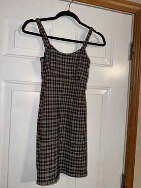 Hollister Plaid Spaghetti Strap Square-Neck Dress